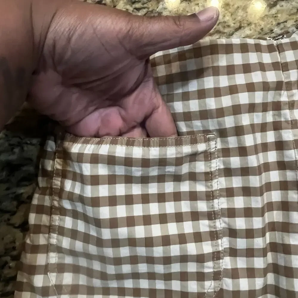 Maeve The Colette Pants 32 Gingham Brown Ruffle Hem Cropped Wide Leg Cottagecore - Picture 4 of 8